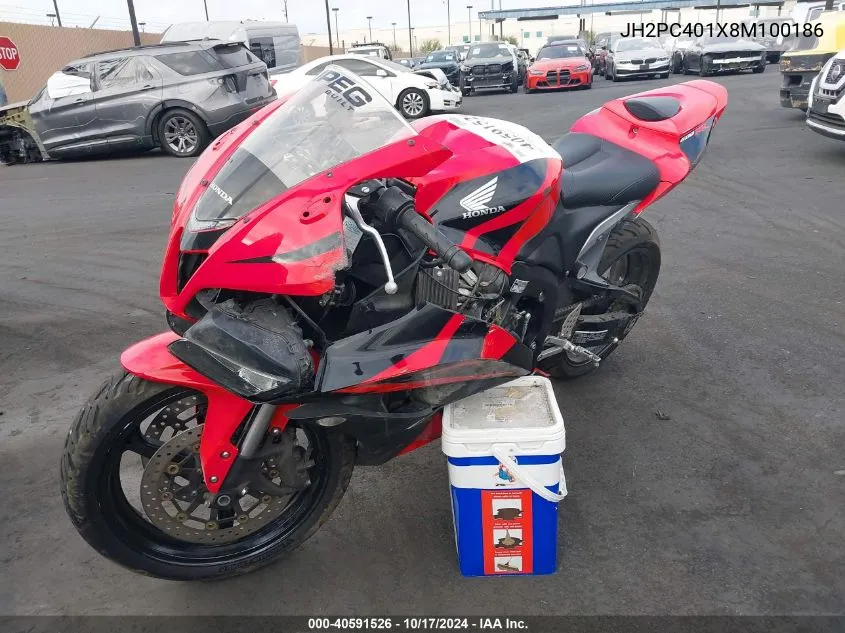 2008 Honda Cbr600 Rr VIN: JH2PC401X8M100186 Lot: 40591526