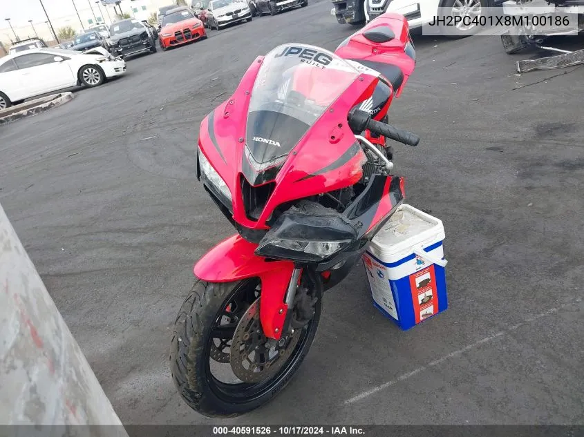 2008 Honda Cbr600 Rr VIN: JH2PC401X8M100186 Lot: 40591526