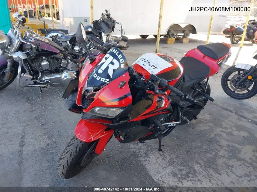 2008 Honda Cbr600 Rr VIN: JH2PC40608M100080 Lot: 40742142