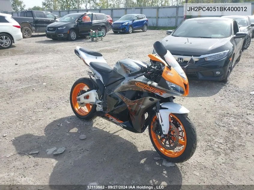 2011 Honda Cbr600 Rr-Abs VIN: JH2PC4051BK400012 Lot: 12113582