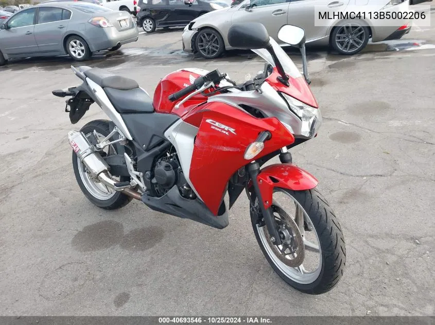 2011 Honda Cbr250 R VIN: MLHMC4113B5002206 Lot: 40693546