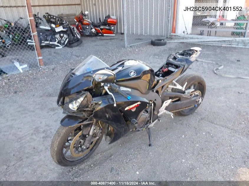 2012 Honda Cbr1000 Rr VIN: JH2SC5904CK401552 Lot: 40871400