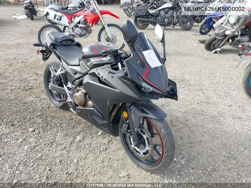 2019 Honda Cbr500 Ra VIN: MLHPC6266K5000002 Lot: 12137606