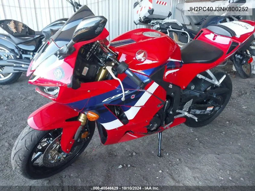 2022 Honda Cbr600 Rr VIN: JH2PC40J3NK800252 Lot: 40546629