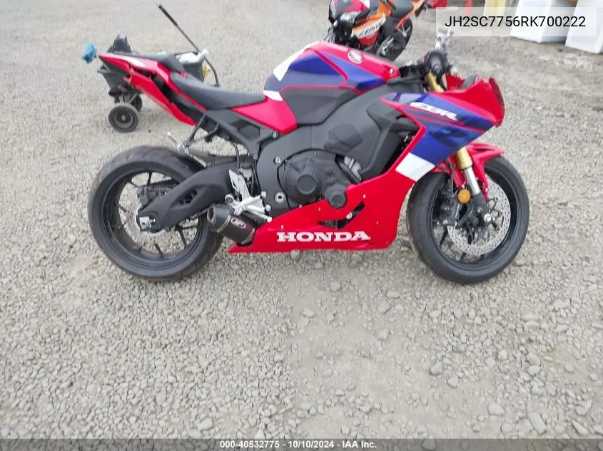 2024 Honda Cbr1000 Ra VIN: JH2SC7756RK700222 Lot: 40532775