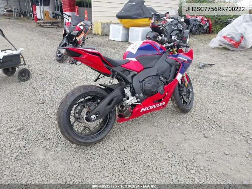 2024 Honda Cbr1000 Ra VIN: JH2SC7756RK700222 Lot: 40532775