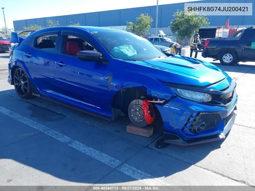 2018 Honda Civic Type R Touring VIN: SHHFK8G74JU200421 Lot: 40344713