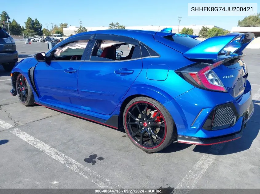 2018 Honda Civic Type R Touring VIN: SHHFK8G74JU200421 Lot: 40344713