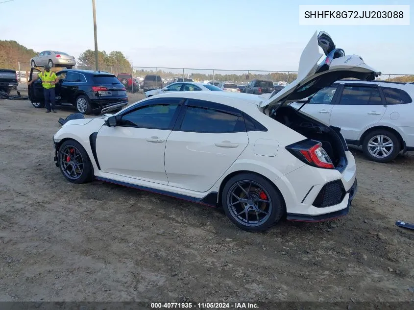 2018 Honda Civic Type R Touring VIN: SHHFK8G72JU203088 Lot: 40771935