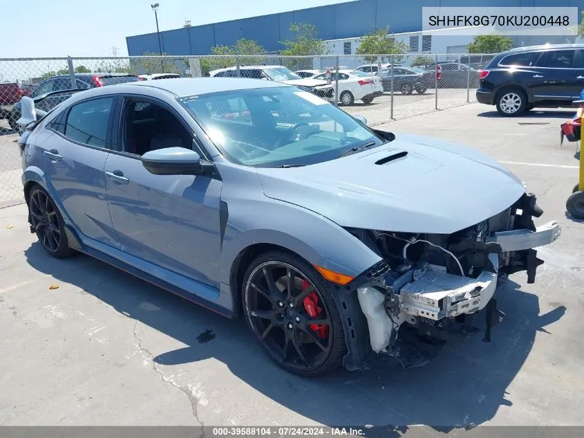 2019 Honda Civic Type R Touring VIN: SHHFK8G70KU200448 Lot: 39588104