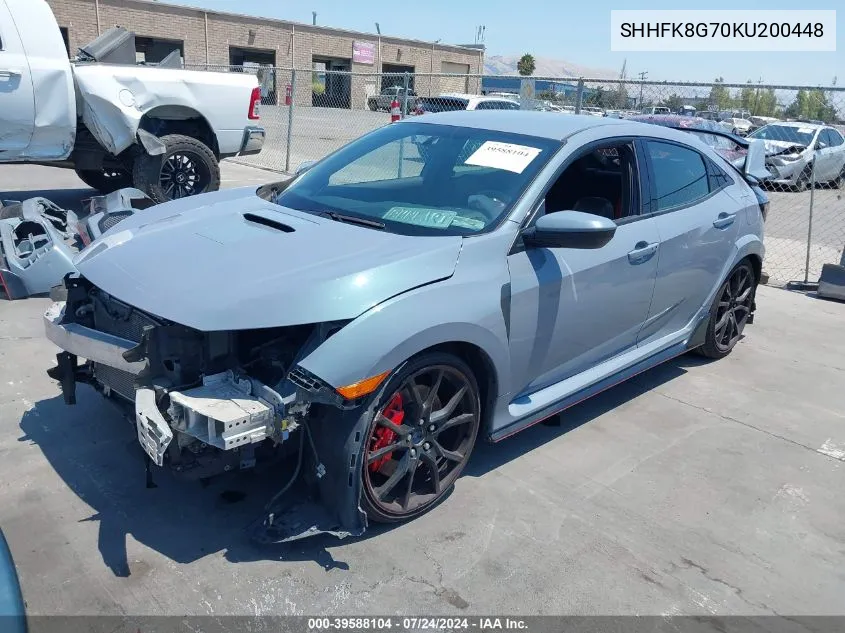 2019 Honda Civic Type R Touring VIN: SHHFK8G70KU200448 Lot: 39588104