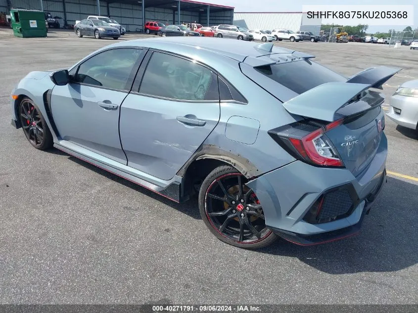 2019 Honda Civic Type R Touring VIN: SHHFK8G75KU205368 Lot: 40271791