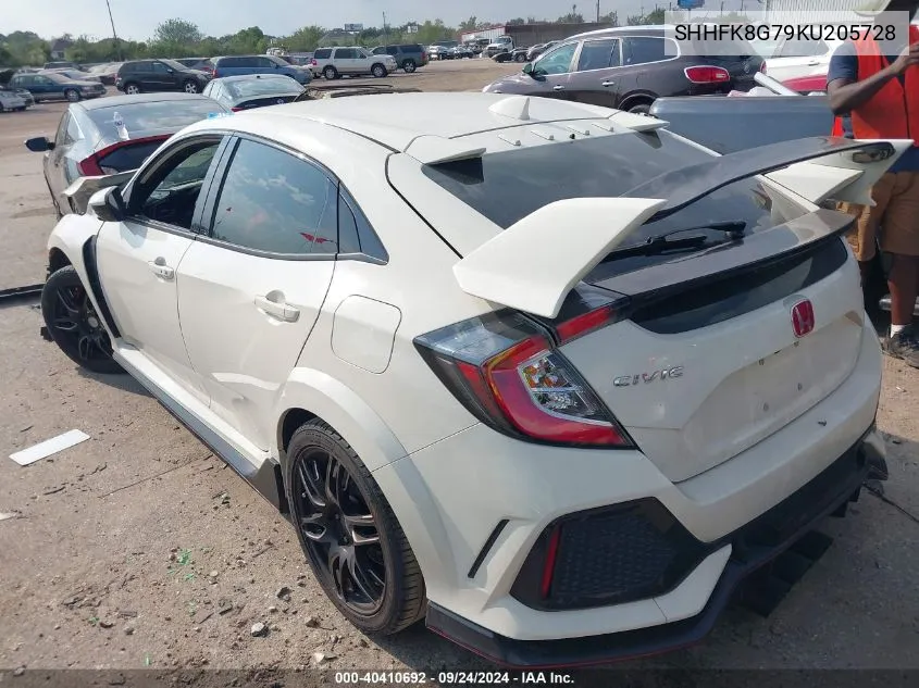 2019 Honda Civic Type R Touring VIN: SHHFK8G79KU205728 Lot: 40410692