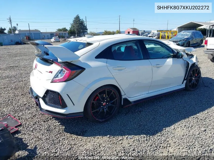 2019 Honda Civic Type R Touring VIN: SHHFK8G7XKU202272 Lot: 40447245