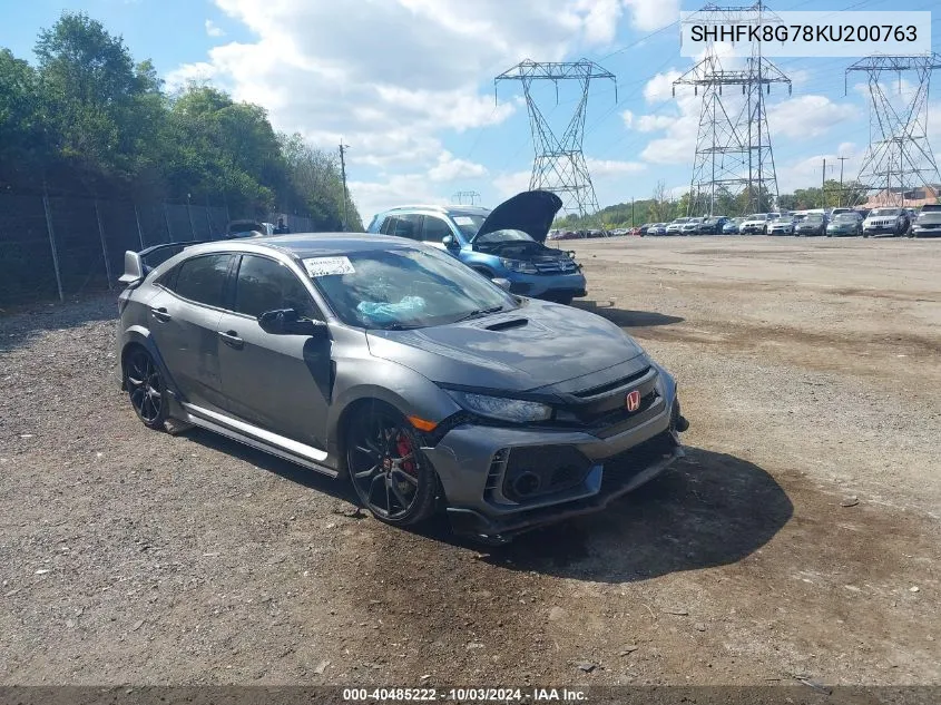 2019 Honda Civic Type R Touring VIN: SHHFK8G78KU200763 Lot: 40485222