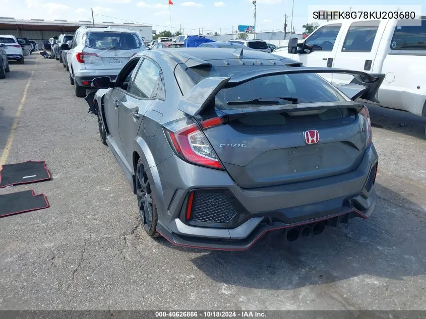 2019 Honda Civic Type R Touring VIN: SHHFK8G78KU203680 Lot: 40626866