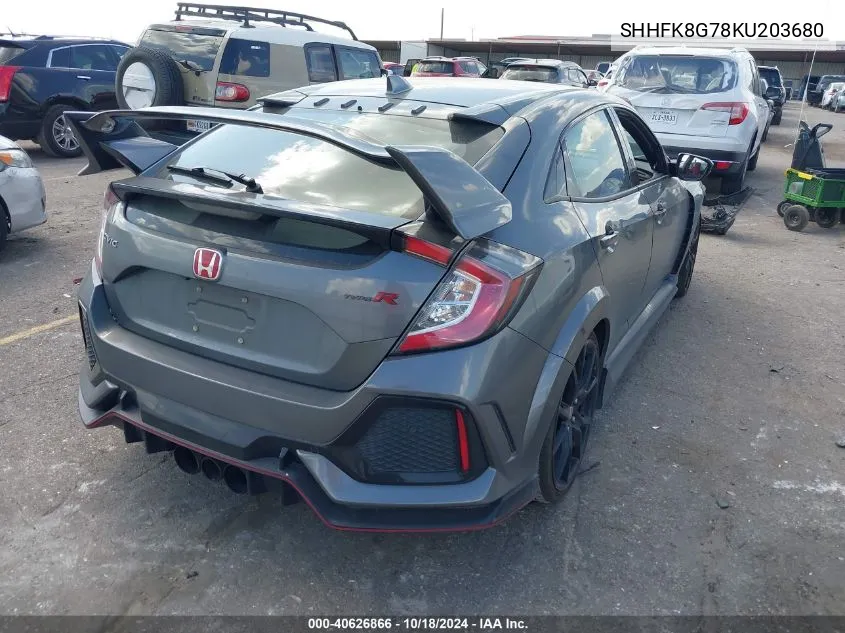 2019 Honda Civic Type R Touring VIN: SHHFK8G78KU203680 Lot: 40626866