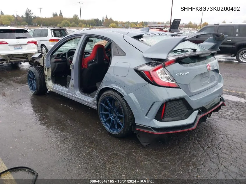 2019 Honda Civic Type R Touring VIN: SHHFK8G73KU200492 Lot: 40647165