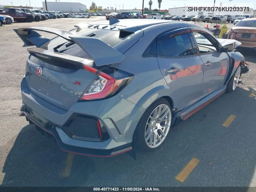 2019 Honda Civic Type R Touring VIN: SHHFK8G76KU203371 Lot: 40771423