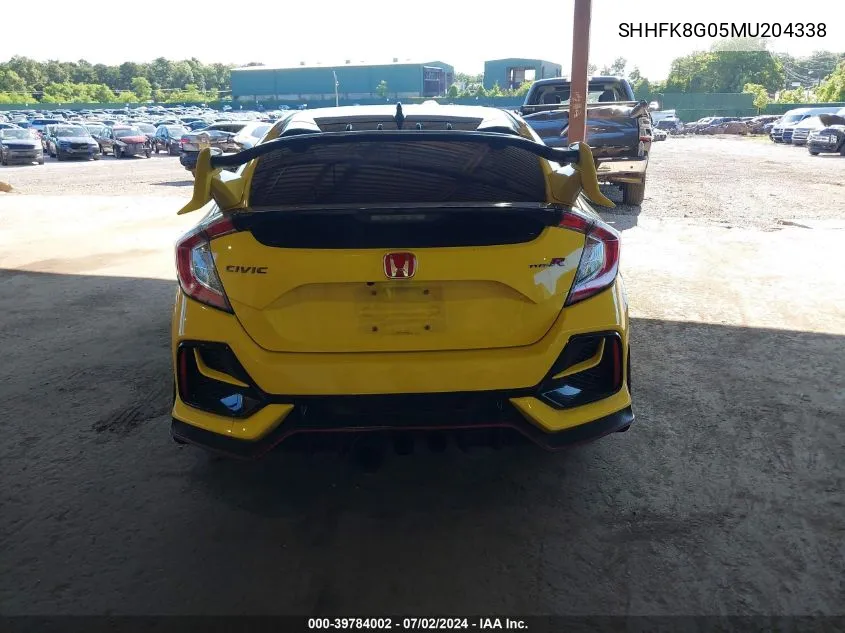 2021 Honda Civic Type R Limited Edition VIN: SHHFK8G05MU204338 Lot: 39784002