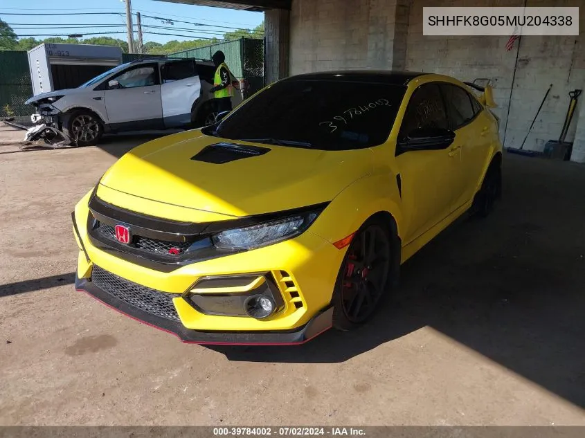 2021 Honda Civic Type R Limited Edition VIN: SHHFK8G05MU204338 Lot: 39784002