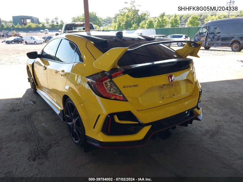 2021 Honda Civic Type R Limited Edition VIN: SHHFK8G05MU204338 Lot: 39784002