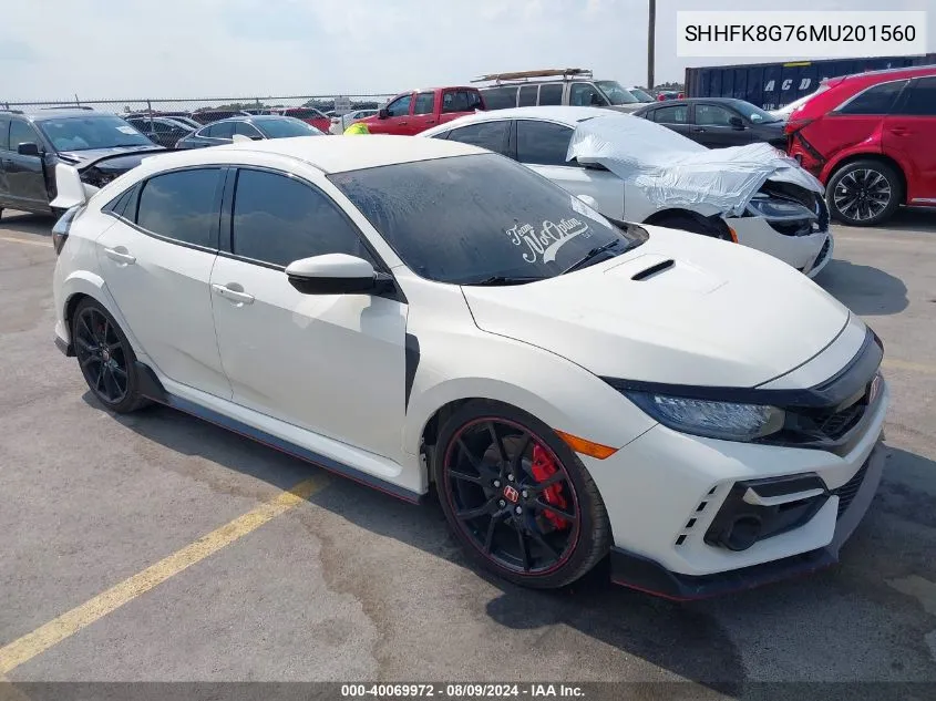 2021 Honda Civic Type R Touring VIN: SHHFK8G76MU201560 Lot: 40069972