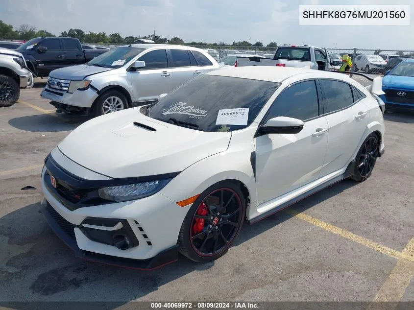 2021 Honda Civic Type R Touring VIN: SHHFK8G76MU201560 Lot: 40069972