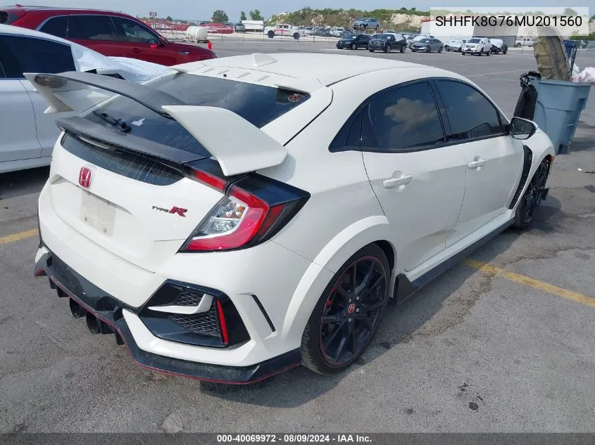 2021 Honda Civic Type R Touring VIN: SHHFK8G76MU201560 Lot: 40069972