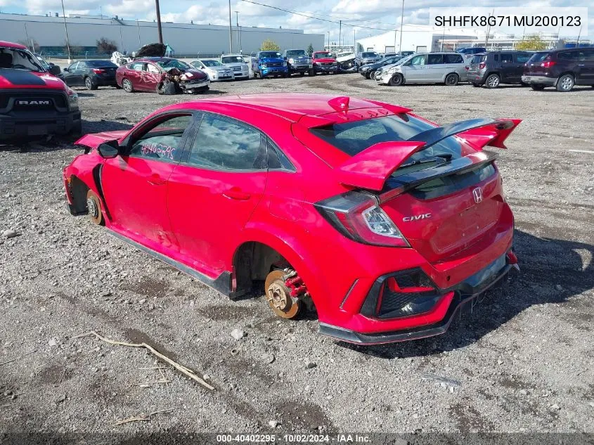 2021 Honda Civic Type R Touring VIN: SHHFK8G71MU200123 Lot: 40402295