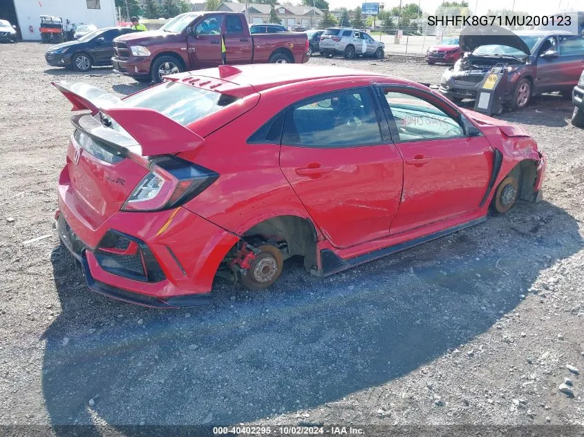 2021 Honda Civic Type R Touring VIN: SHHFK8G71MU200123 Lot: 40402295