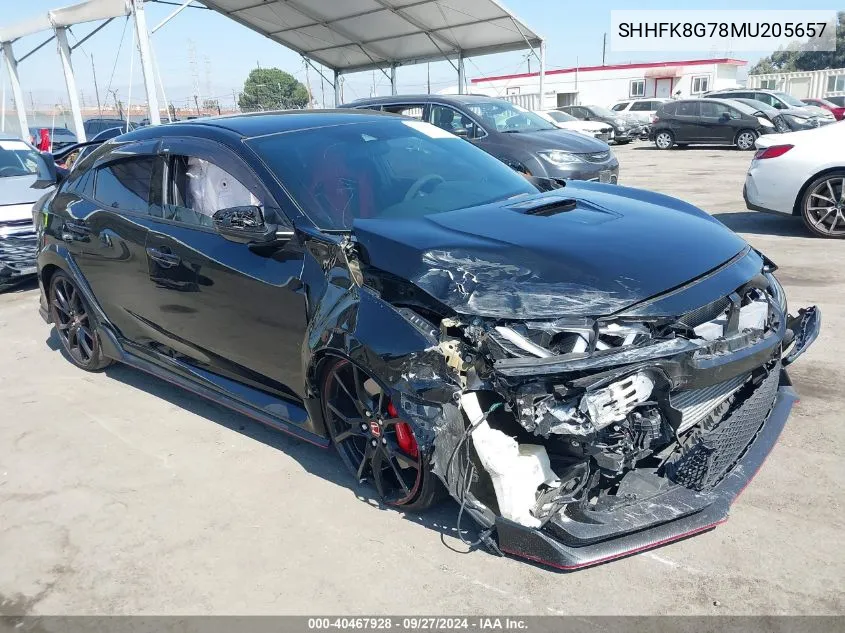 2021 Honda Civic Type R Touring VIN: SHHFK8G78MU205657 Lot: 40467928