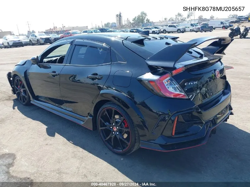 2021 Honda Civic Type R Touring VIN: SHHFK8G78MU205657 Lot: 40467928