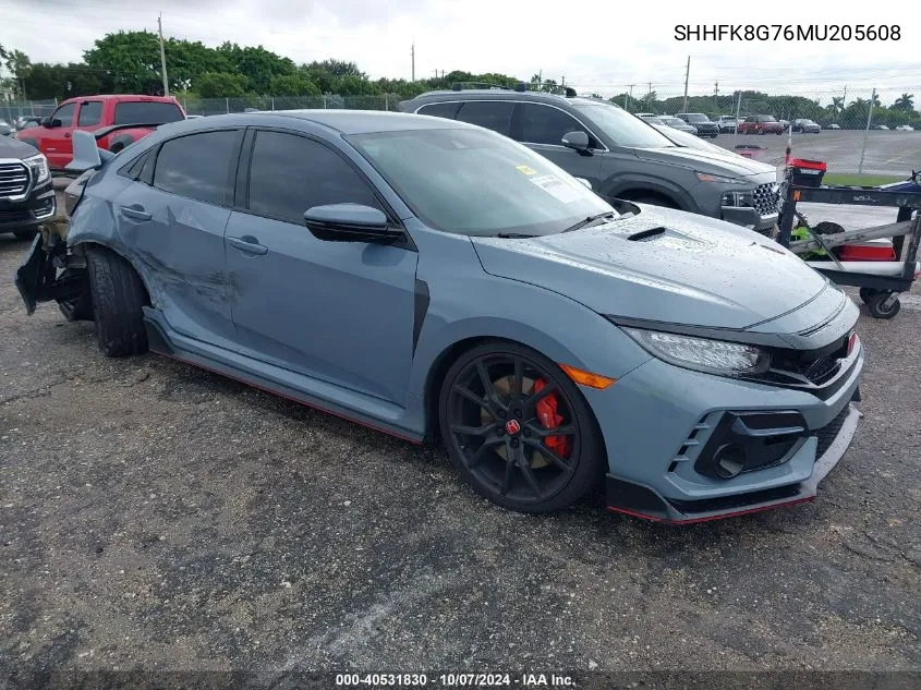 2021 Honda Civic Type R Type-R Touring VIN: SHHFK8G76MU205608 Lot: 40531830