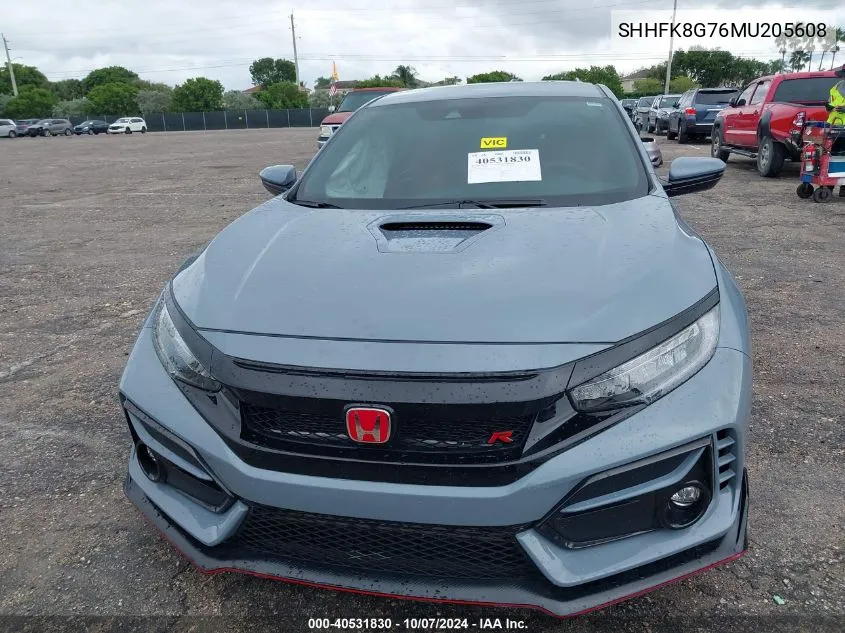 2021 Honda Civic Type R Type-R Touring VIN: SHHFK8G76MU205608 Lot: 40531830