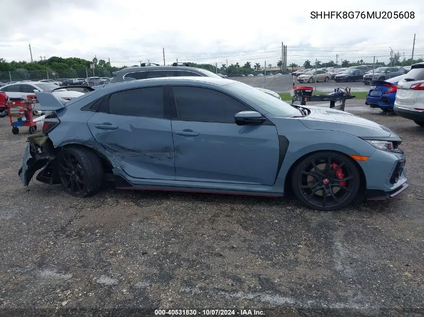 2021 Honda Civic Type R Type-R Touring VIN: SHHFK8G76MU205608 Lot: 40531830