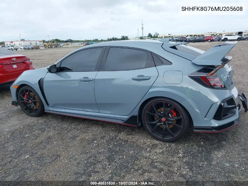 2021 Honda Civic Type R Type-R Touring VIN: SHHFK8G76MU205608 Lot: 40531830