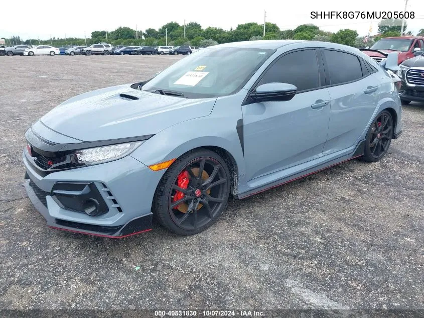 2021 Honda Civic Type R Type-R Touring VIN: SHHFK8G76MU205608 Lot: 40531830