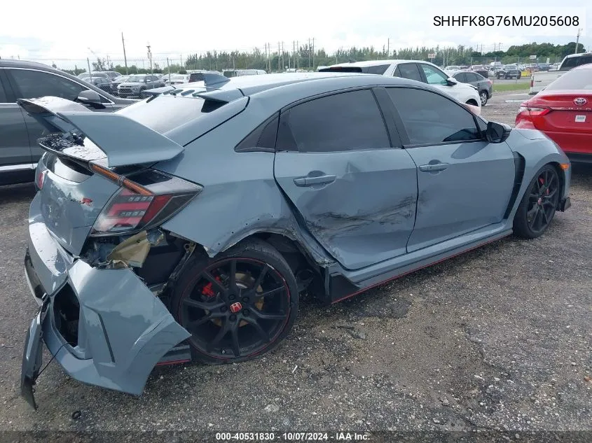 2021 Honda Civic Type R Type-R Touring VIN: SHHFK8G76MU205608 Lot: 40531830