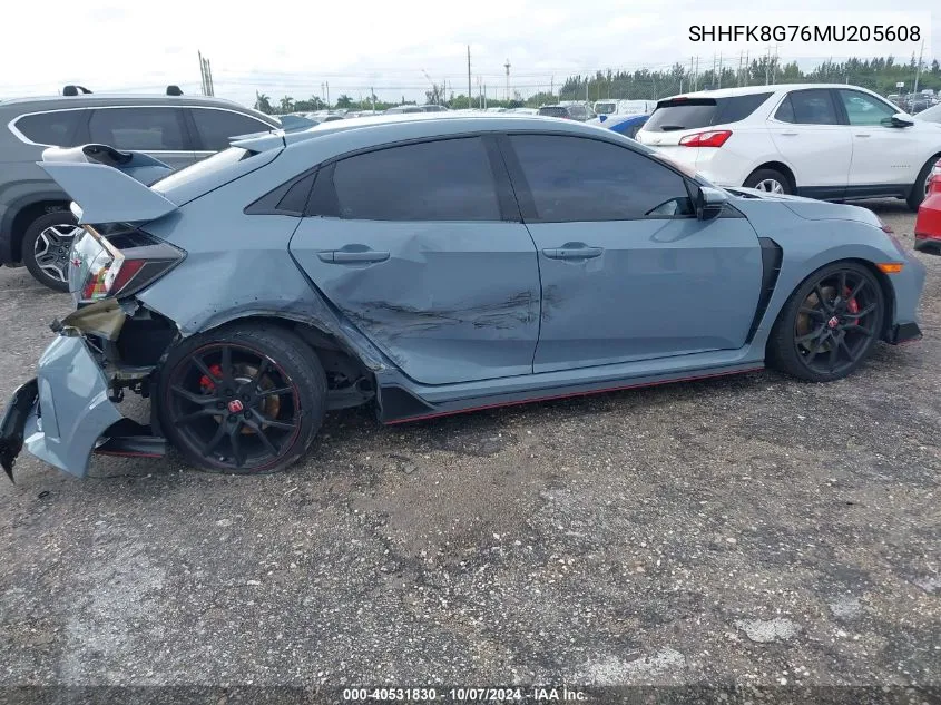 2021 Honda Civic Type R Type-R Touring VIN: SHHFK8G76MU205608 Lot: 40531830