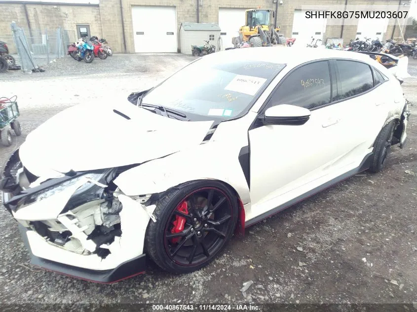 2021 Honda Civic Type R Touring VIN: SHHFK8G75MU203607 Lot: 40867543