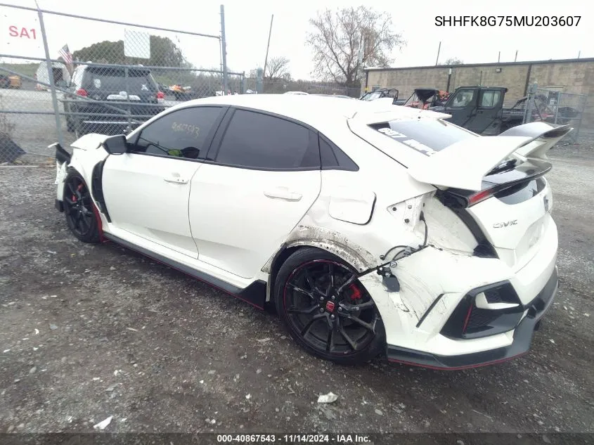 2021 Honda Civic Type R Touring VIN: SHHFK8G75MU203607 Lot: 40867543