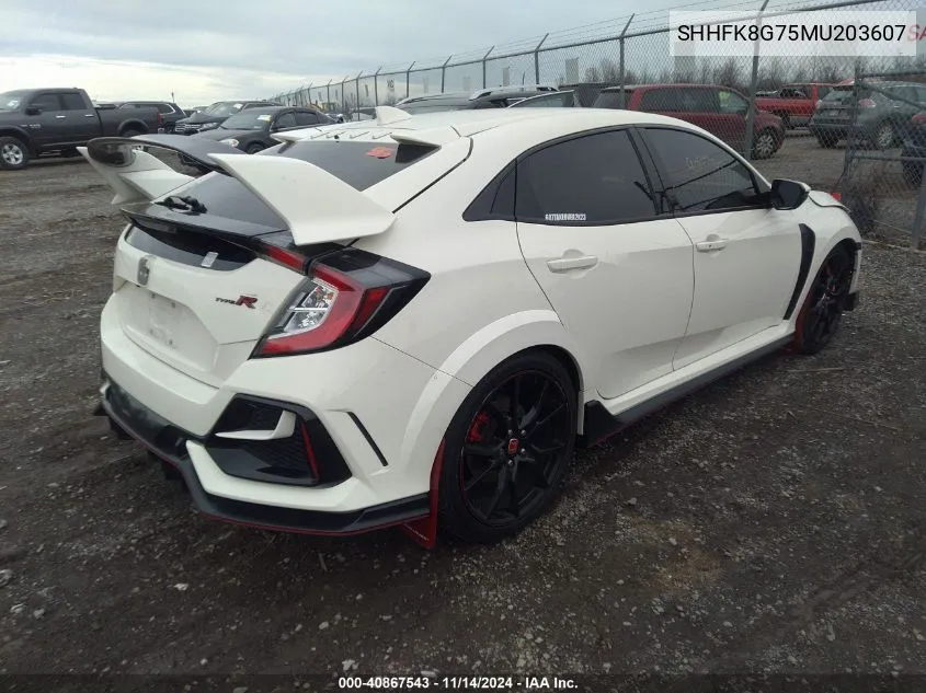 2021 Honda Civic Type R Touring VIN: SHHFK8G75MU203607 Lot: 40867543