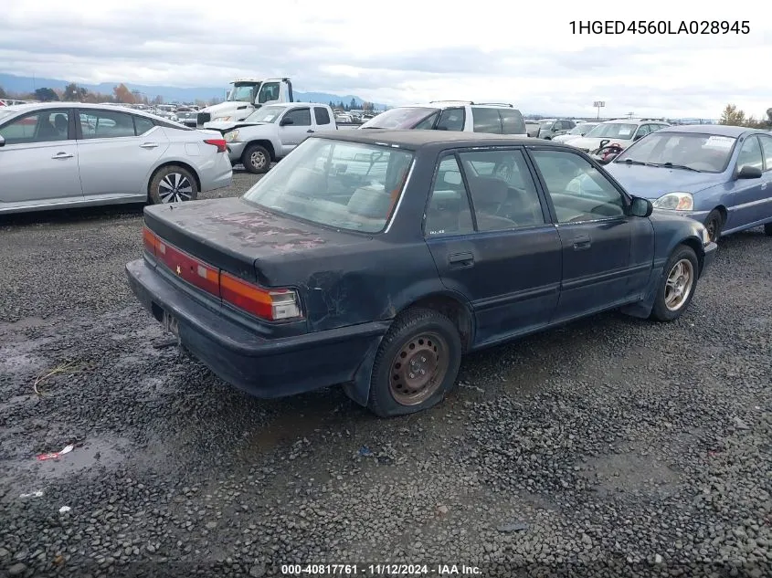 1990 Honda Civic Ex VIN: 1HGED4560LA028945 Lot: 40817761