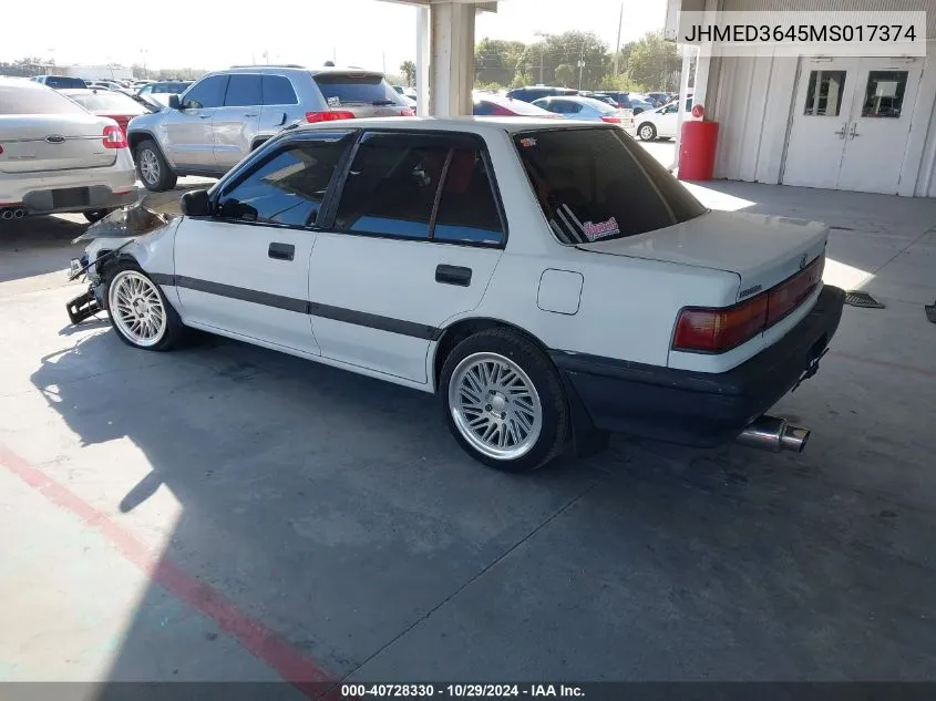 1991 Honda Civic Dx VIN: JHMED3645MS017374 Lot: 40728330