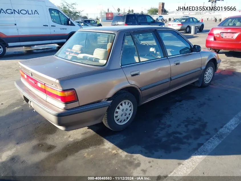 1991 Honda Civic Lx VIN: JHMED355XMS019566 Lot: 40848583