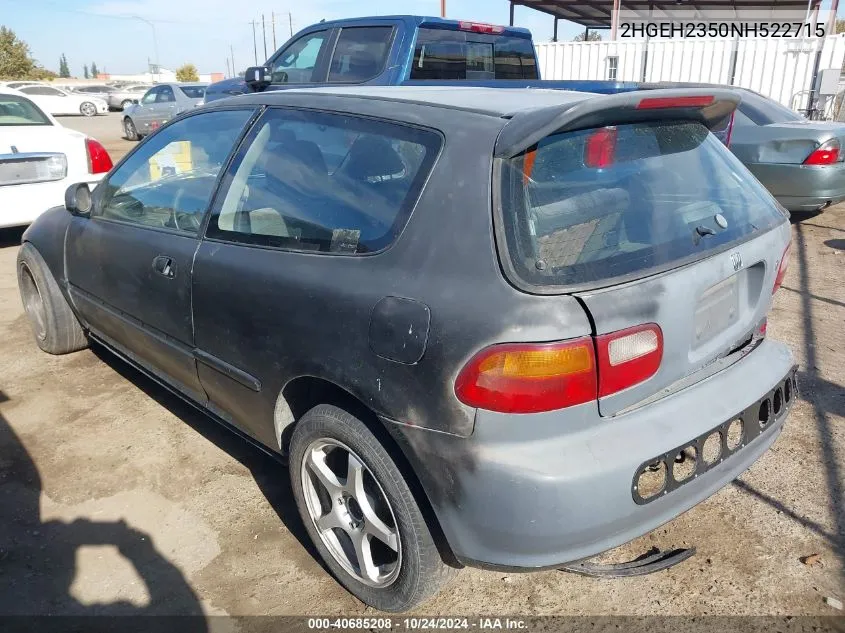 1992 Honda Civic Dx VIN: 2HGEH2350NH522715 Lot: 40685208