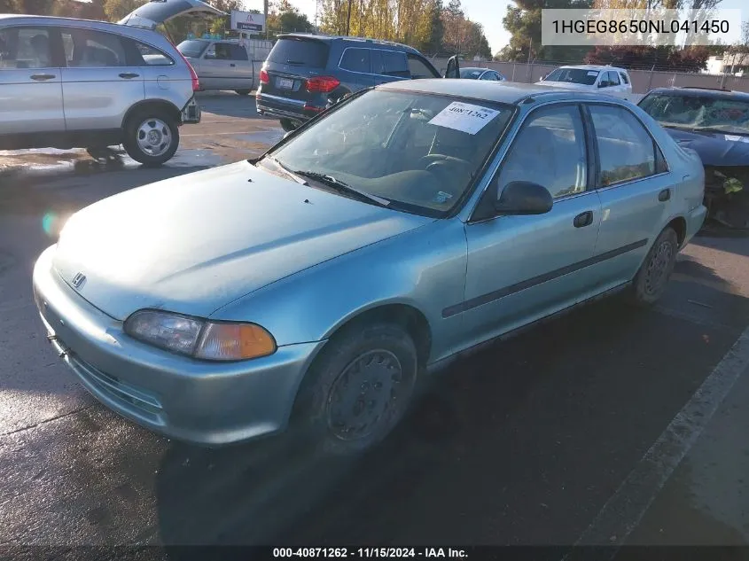 1992 Honda Civic Lx VIN: 1HGEG8650NL041450 Lot: 40871262