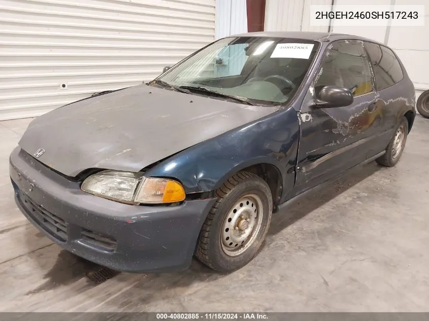 1995 Honda Civic Dx VIN: 2HGEH2460SH517243 Lot: 40802885