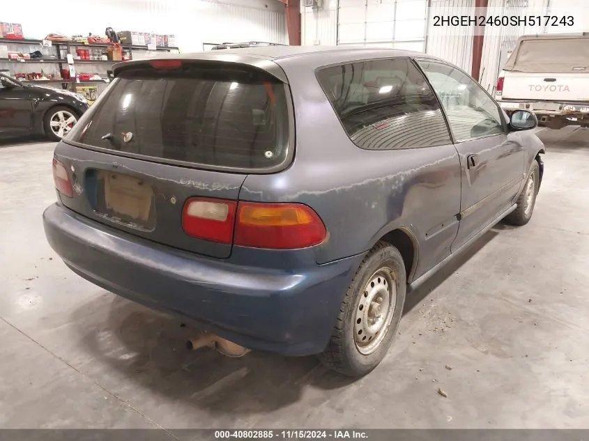 1995 Honda Civic Dx VIN: 2HGEH2460SH517243 Lot: 40802885